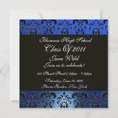 Invitation DAMASK DE FINISSANCE MONOGRAMME, bleu blanc noir (Dos)