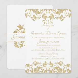 Invitation Damask doré 50e Anniversaire