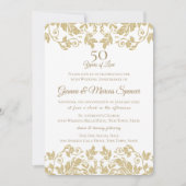 Invitation Damask doré 50e anniversaire (Devant)