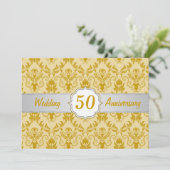 Invitation Damask doré, 50e anniversaire de mariage (Debout devant)
