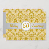 Invitation Damask doré, 50e anniversaire de mariage (Devant / Derrière)