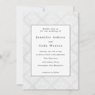 Invitation Damask Elegant Classic Mariage