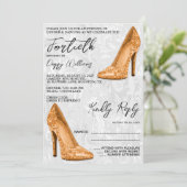 Invitation Damask élégant, Terracotta Stilettos 40e anniversa (Debout devant)