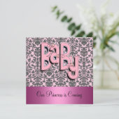 Invitation Damask et Baby shower rose (Debout devant)
