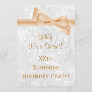 Invitation Damask et Bow Surprise Anniversaire Party