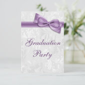 Invitation Damask & Faux Bow Girls Graduation Party (Debout devant)