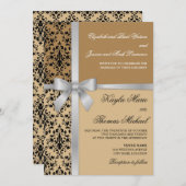 Invitation Damask Faux Silver Ribbon Mariage d'automne (Devant / Derrière)