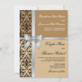 Invitation Damask Faux Silver Ribbon Mariage d'automne (Devant)