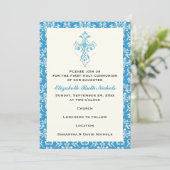 Invitation Damask First Holy Communion Baptism Confirmation (Debout devant)