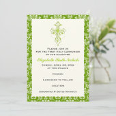 Invitation Damask First Holy Communion Baptism Confirmation (Debout devant)