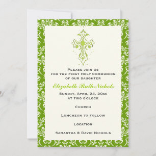 Invitation Damask First Holy Communion Baptism Confirmation
