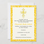 Invitation Damask First Holy Communion Baptism Confirmation (Devant)