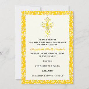 Invitation Damask First Holy Communion Baptism Confirmation