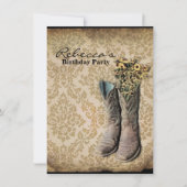 Invitation Damask fleur sauvage Western pays cowboy (Devant)