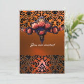 INVITATION DAMASK GEM ET ROSES PINK MONOGRAMME (Debout devant)