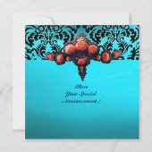 INVITATION DAMASK GEM ET ROSES PINK MONOGRAMME (Dos)