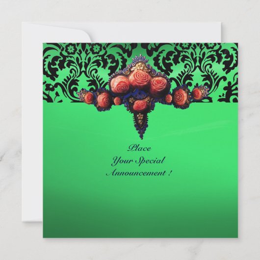 INVITATION DAMASK GEM ET ROSES PINK MONOGRAMME (Dos)