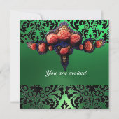 INVITATION DAMASK GEM ET ROSES PINK MONOGRAMME (Devant)