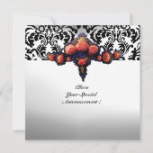 INVITATION DAMASK GEM ET ROSES ROSES MONOGRAMME (Dos)