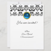 Invitation DAMASK GEM MONOGRAM bleu blanc (Dos)