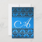 Invitation DAMASK GEM MONOGRAM bleu rsvp glace (Devant)