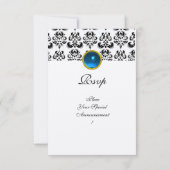 Invitation DAMASK GEM MONOGRAM bleu rsvp or (Dos)