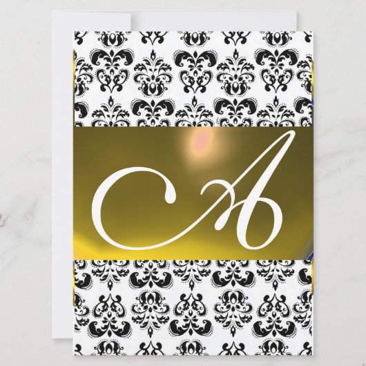 Invitation DAMASK GEM MONOGRAM jaune blanc (Devant)