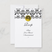 Invitation DAMASK GEM MONOGRAM jaune blanc rsvp or (Dos)