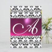 Invitation DAMASK GEM MONOGRAM rose blanc (Debout devant)