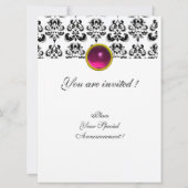 Invitation DAMASK GEM MONOGRAM rose blanc (Dos)
