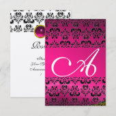 Invitation DAMASK GEM MONOGRAM rose rsvp (Devant / Derrière)