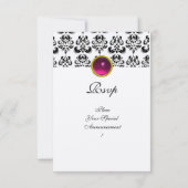 Invitation DAMASK GEM MONOGRAM rose rsvp (Dos)