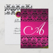 Invitation DAMASK GEM MONOGRAM rose rsvp glace (Devant / Derrière)