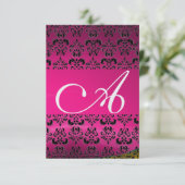 Invitation DAMASK GEM MONOGRAM rose rsvp glace (Debout devant)
