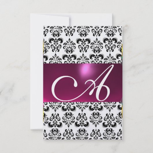 Invitation DAMASK GEM MONOGRAM rose rsvp glace (Devant)