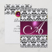 Invitation DAMASK GEM MONOGRAM rose rsvp glace (Devant / Derrière)