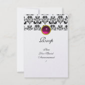 Invitation DAMASK GEM MONOGRAM rose rsvp glace (Dos)