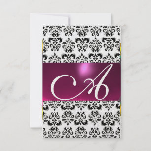 Invitation DAMASK GEM MONOGRAM rose rsvp glace