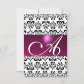 Invitation DAMASK GEM MONOGRAM rose violet blanc rsvp (Devant)