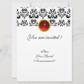 Invitation DAMASK GEM MONOGRAM rouge blanc (Dos)