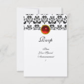 Invitation DAMASK GEM MONOGRAM rouge rsvp or (Dos)
