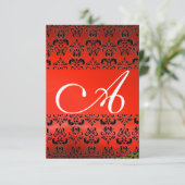 Invitation DAMASK GEM MONOGRAM rouge rsvp or (Debout devant)