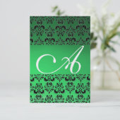 Invitation DAMASK GEM MONOGRAM verdoyant rsvp glace (Debout devant)