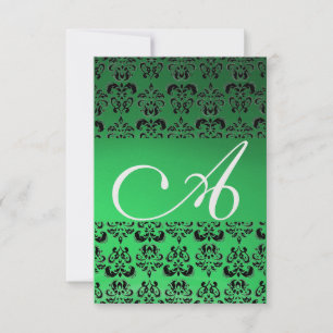 Invitation DAMASK GEM MONOGRAM verdoyant rsvp glace