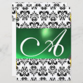 Invitation DAMASK GEM MONOGRAM vert blanc (Devant / Derrière)