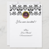 Invitation DAMASK GEM MONOGRAM violet rose or (Dos)