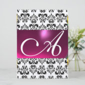 Invitation DAMASK GEM MONOGRAM violet rose or (Debout devant)
