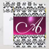 Invitation DAMASK GEM MONOGRAM violet rose or (Devant / Derrière)