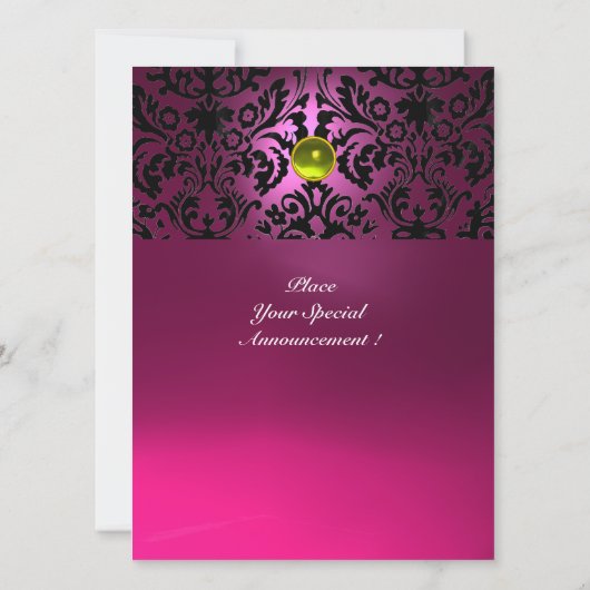 Invitation DAMASK GEM PIERRE MONOGRAMME rose jaune (Dos)