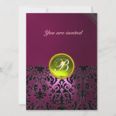 Invitation DAMASK GEM PIERRE MONOGRAMME rose jaune (Devant)